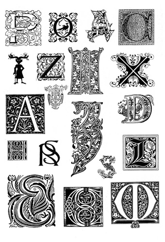 36 шрифтов в виде стилистических заглавных букв [2009][TTF]